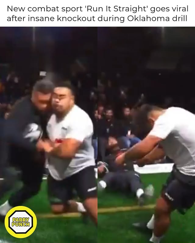 A new combat sport called “Run It Straight,” where two contestants run full speed at each other in an attempt to bowl each other over, is going viral after an insane knockout occurred. 😳 thumbnail