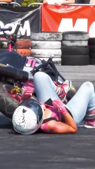 Good thing she was wearing a helmet thumbnail