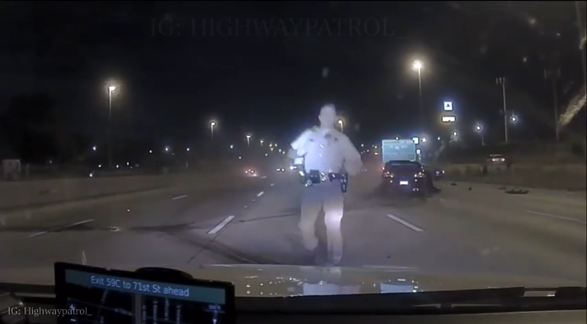 Illinois Trooper Narrowly Avoids Becomming Roadkill Twice thumbnail