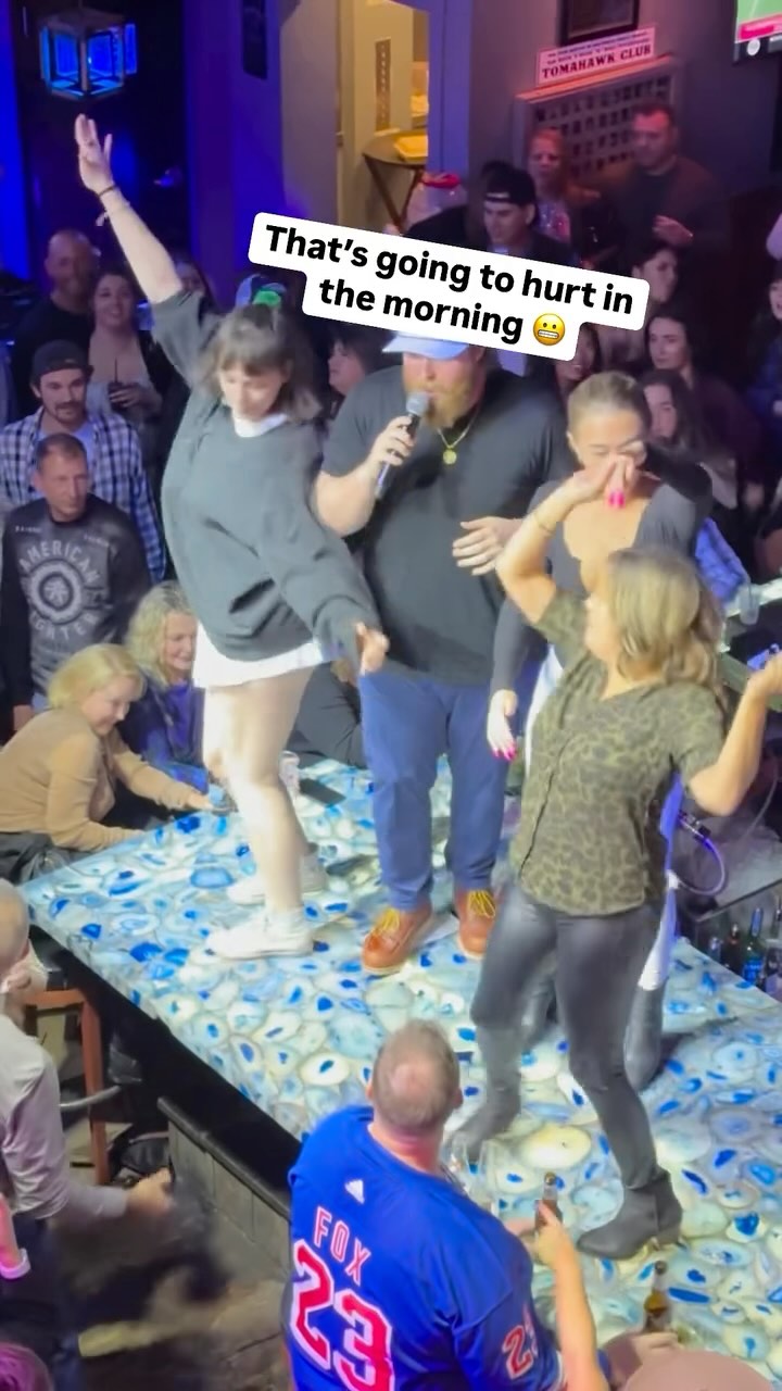EPIC FAIL: Drunk Girl Tries to Join Tabletop Dance, Ends Up IN THE BAR! 🤣 thumbnail