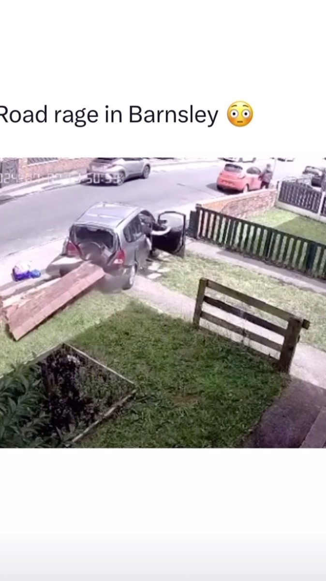 This Is Some Serious Road Rage: Wrote his own car off, knocked his mother's wall down, got out the car and did absolutely nothing 😂😂😂