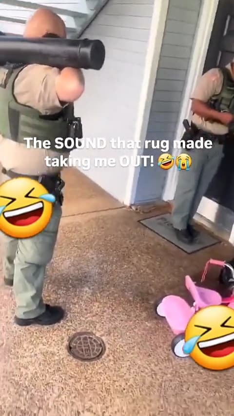 The sound the rug made when this cop tried to kick in this door