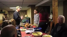 White Dude Crashes out at thanksgiving dinner flipping tables!