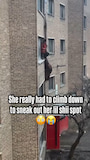 The things you do for love! She really had to climb down to sneak out! thumbnail