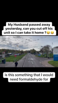 "My Husband passed away yesterday, can you cut off his unit so I can take it home?" thumbnail
