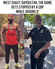 WEST COAST SUPERSTAR, THE GAME GETS STOPPED BY A COP WHILE JOGGING thumbnail