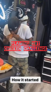 FLAMING HOT CHICKEN CHALLENGE: "Getting picked up by your britches is crazy work you" thumbnail