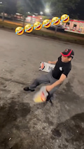 "He’s so drunk he bought Miller instead of modelo on accident" "Dude fighting everything equilibrium, gravity, sobriety, assistance." "The handle on that miller lite case is top tier" thumbnail