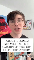 "ROBLOX IS SUING A KID WHO HAS BEEN CATCHING PREDATORS ON THEIR PLATFORM." thumbnail