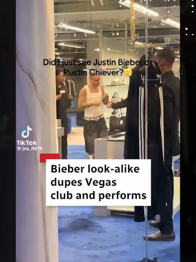 Impersonator Dylan Desclos was banned from a Las Vegas nightclub after performing multiple Justin Bieber songs onstage and ordering around $10,000 worth of bottle service! thumbnail