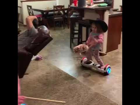 Little Girls Flawlessly Ride Hoverboard in Circles Like Professionals Inside House! thumbnail