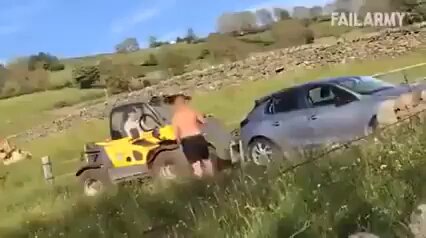 Farmer flips car that was parked on his land.